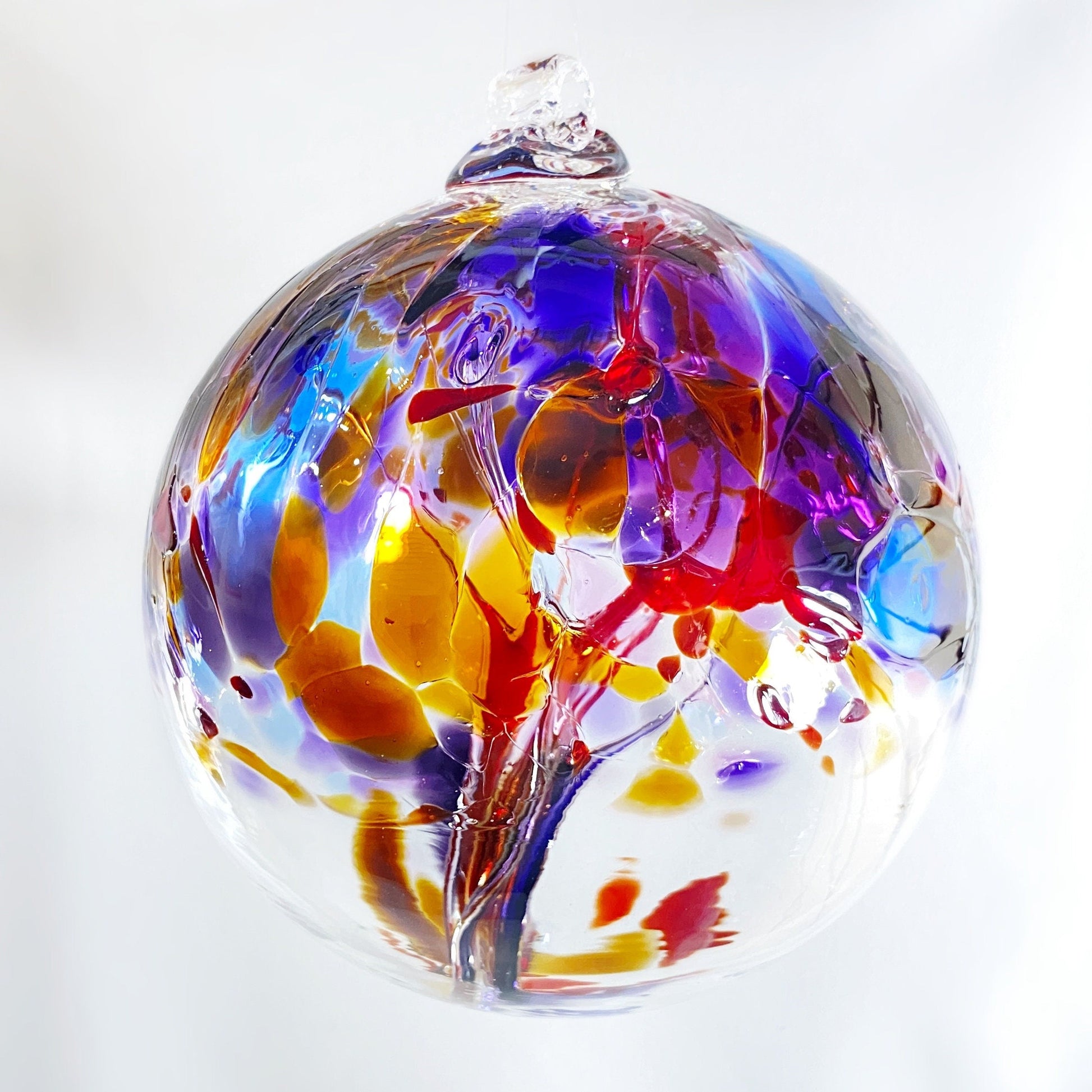 Handmade Glass Art 6” Globe Ornament - Tree of Courage