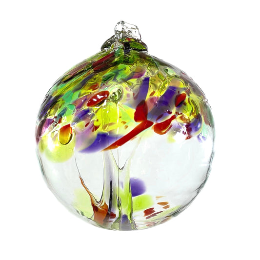 Handmade Glass Art 6” Globe Ornament - Tree of Life