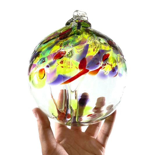Handmade Glass Art 6” Globe Ornament - Tree of Life