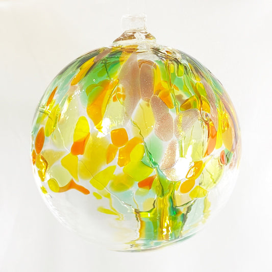 Handmade Glass Art 6” Globe Ornament - Tree of Prosperity