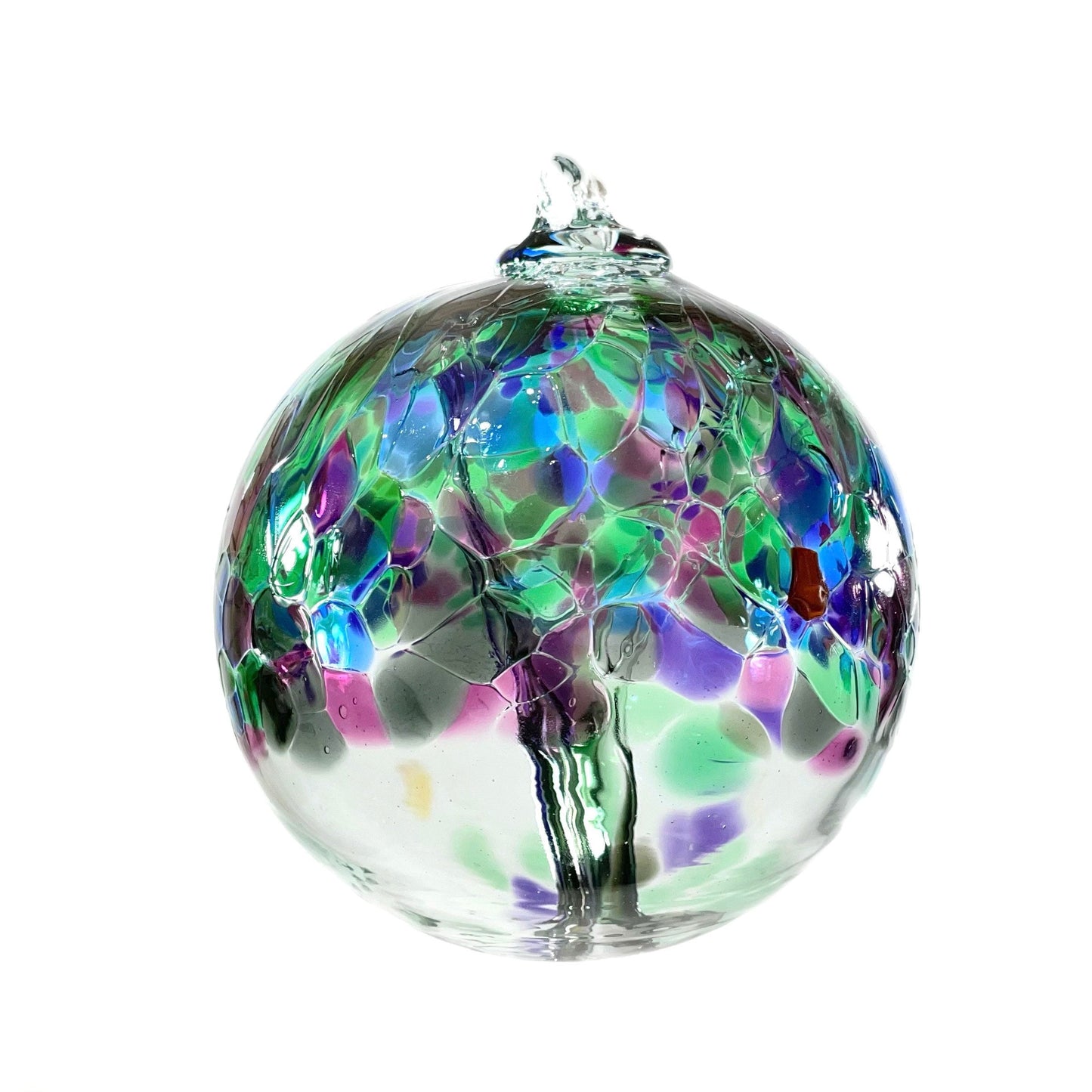 Handmade Glass Art 6” Globe Ornament - Tree of Strength