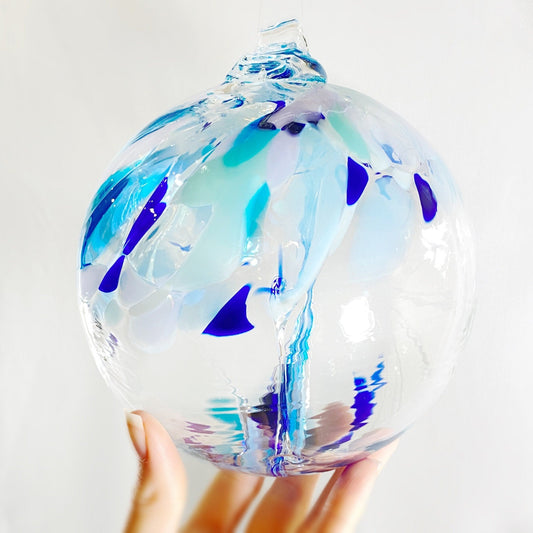 Handmade Glass Art 6” Globe Ornament - Tree of Tranquility