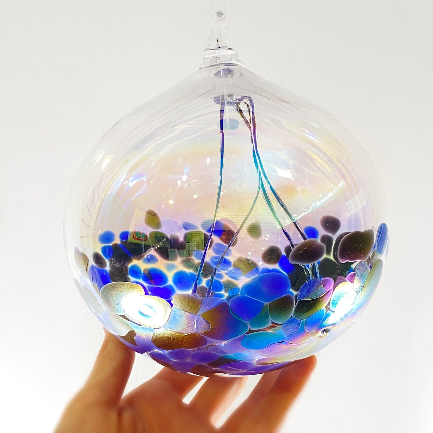 Handmade Glass Fairy Ball - Blue/Black