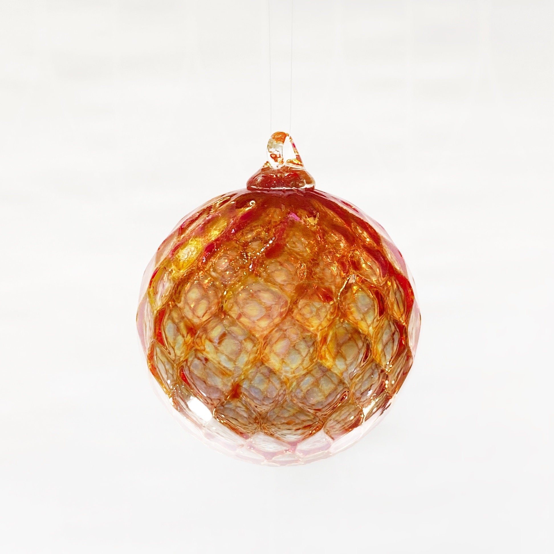Handmade Glass Friendship Ball - Red/Orange