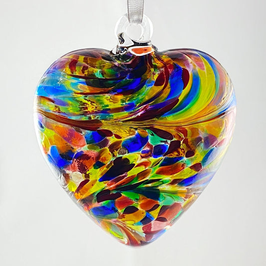 Handmade Glass Friendship Heart Ornament - Multicolor