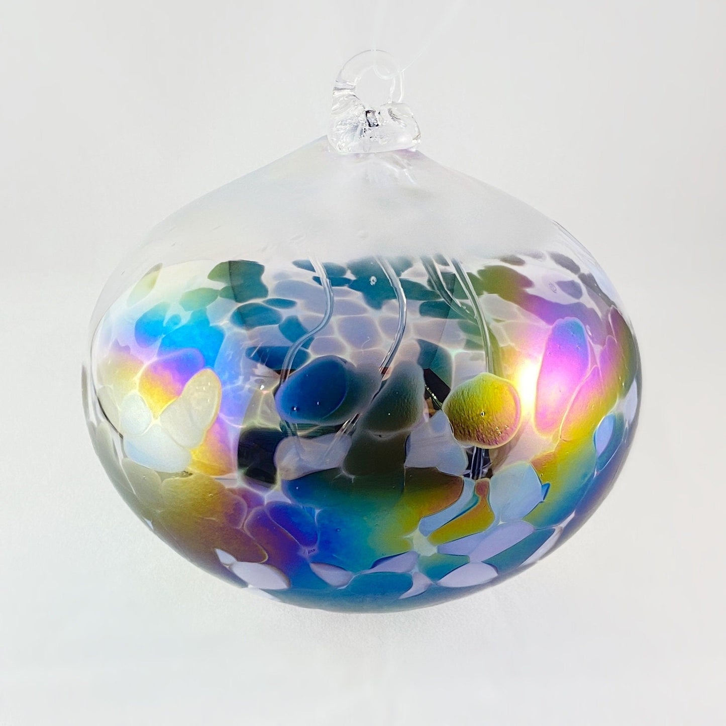 Handmade Glass Witches Ball - Dark Iridescent Multicolor