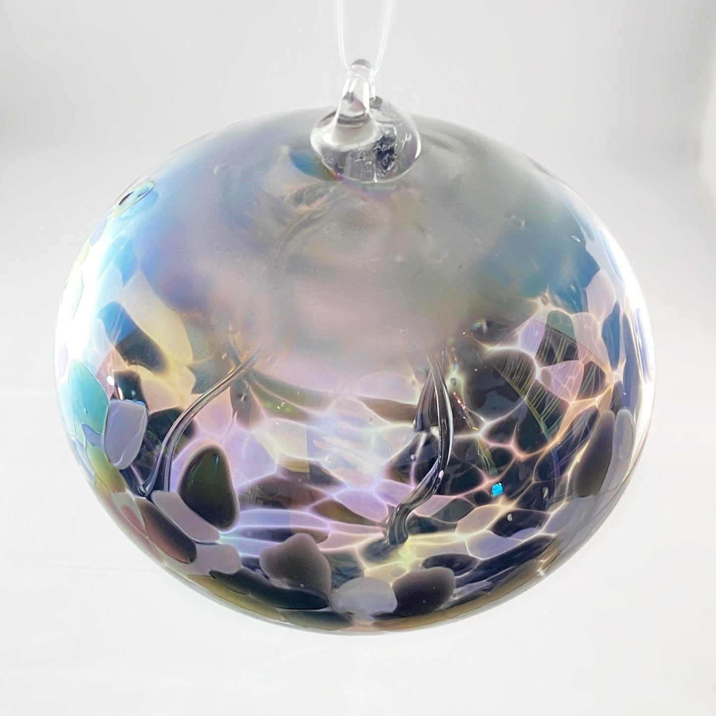 Handmade Glass Witches Ball - Dark Iridescent Multicolor
