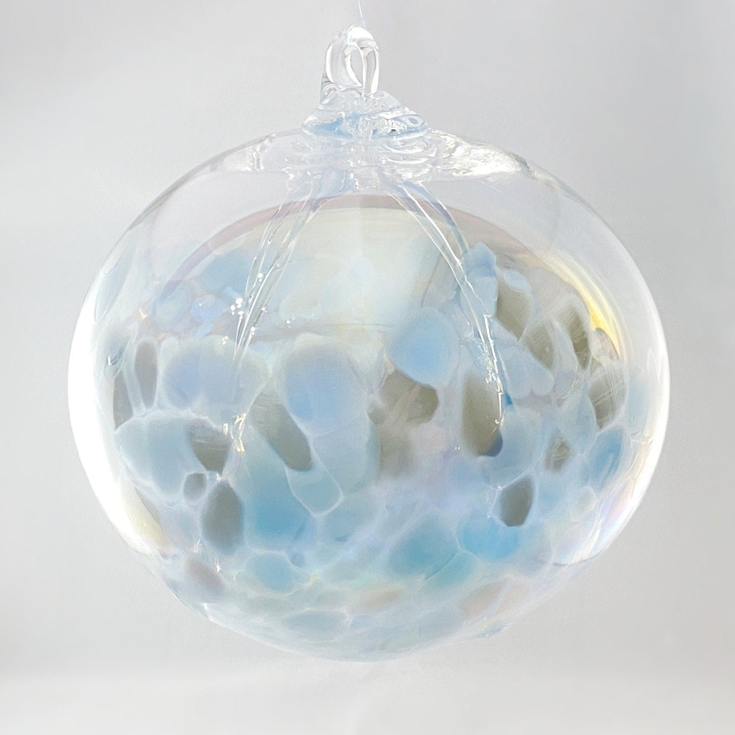 Handmade Glass Witches Ball - Light Blue (Iridescent)