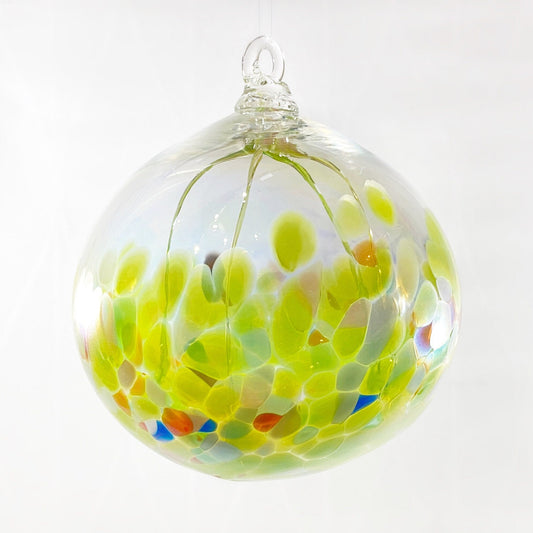 Handmade Glass Witches Ball - Green/Yellow
