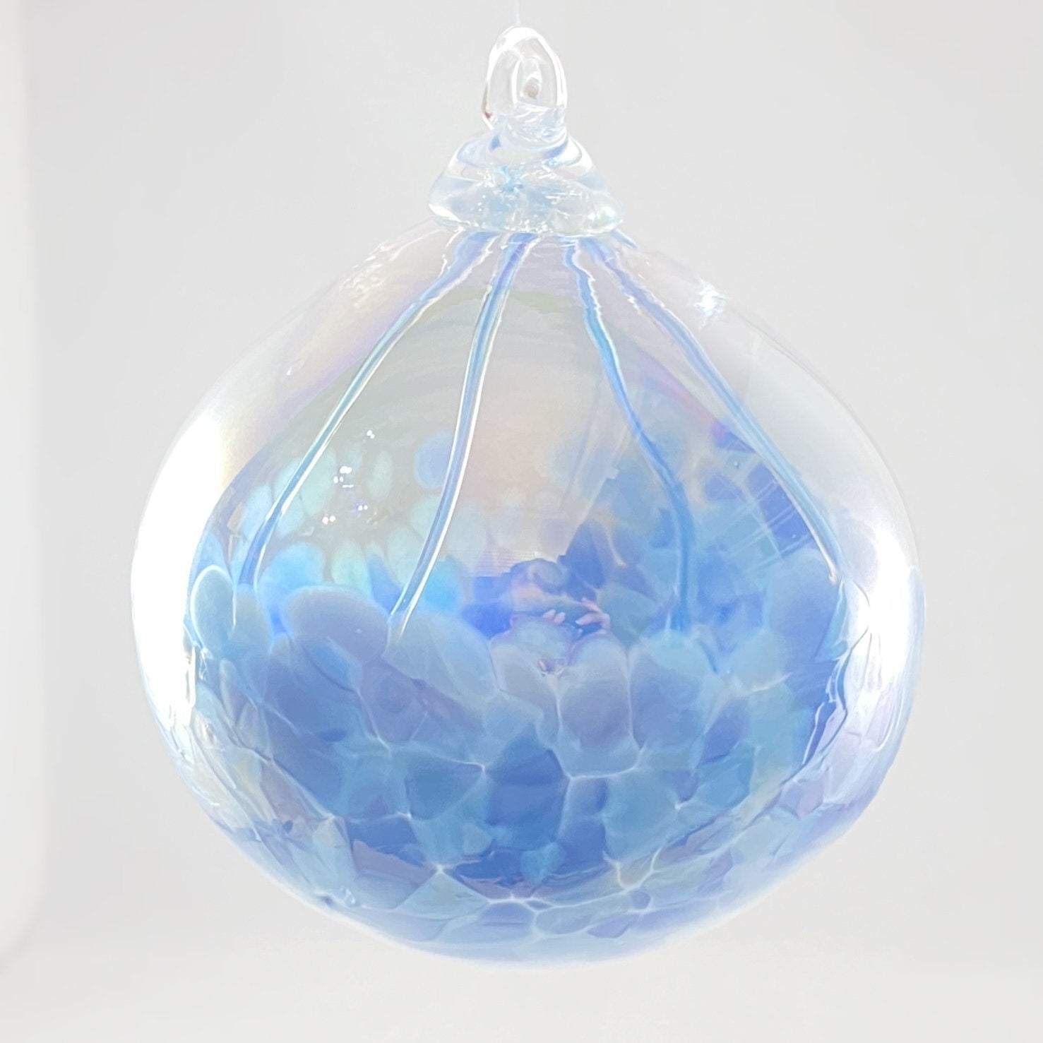 Handmade Glass Witches Ball, #17 - Iridescent Light Blue