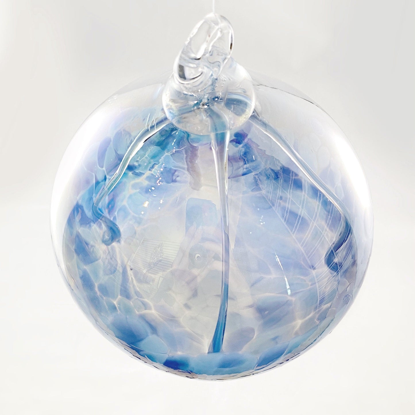 Handmade Glass Witches Ball, #17 - Iridescent Light Blue