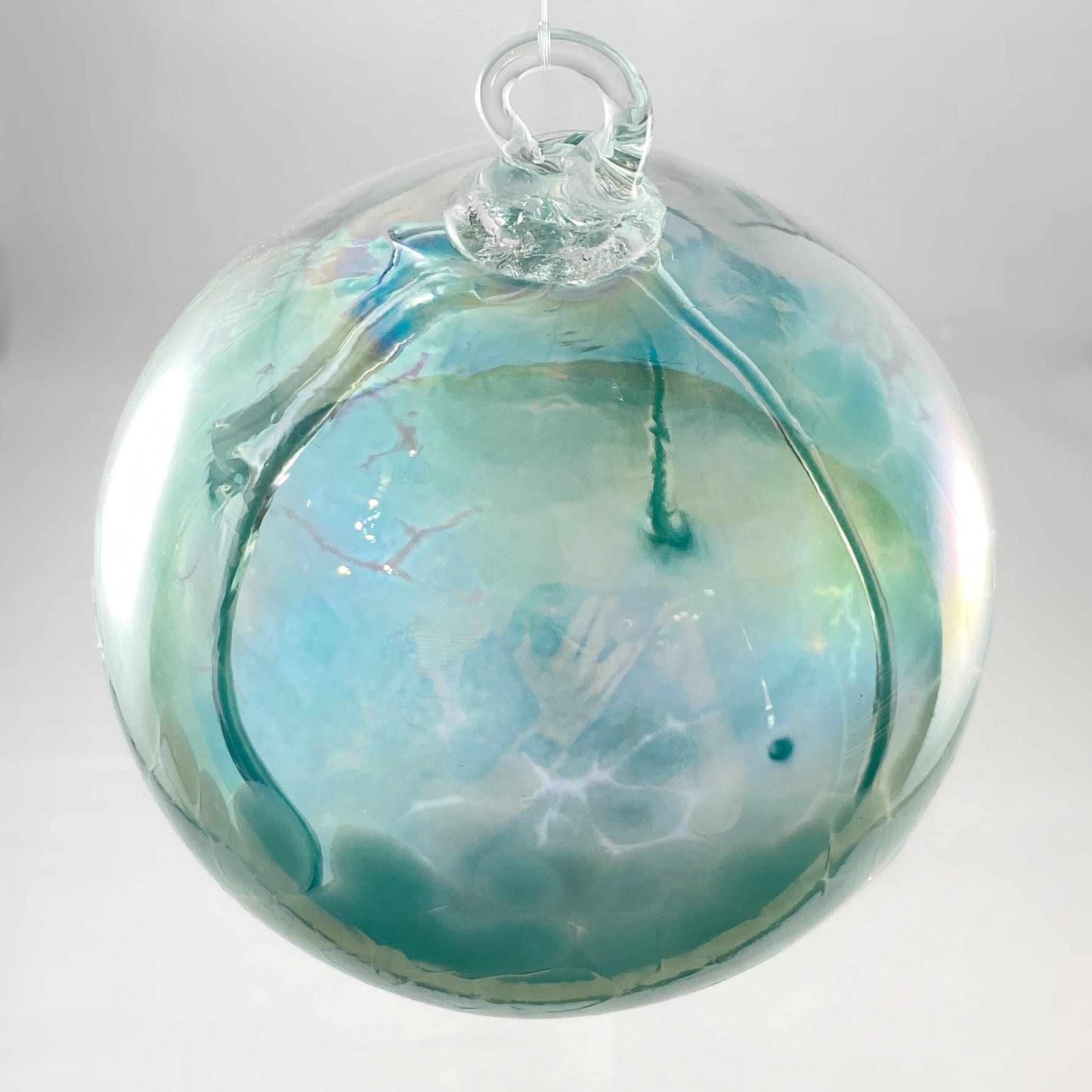 Handmade Glass Witches Ball, #19 - Iridescent Teal