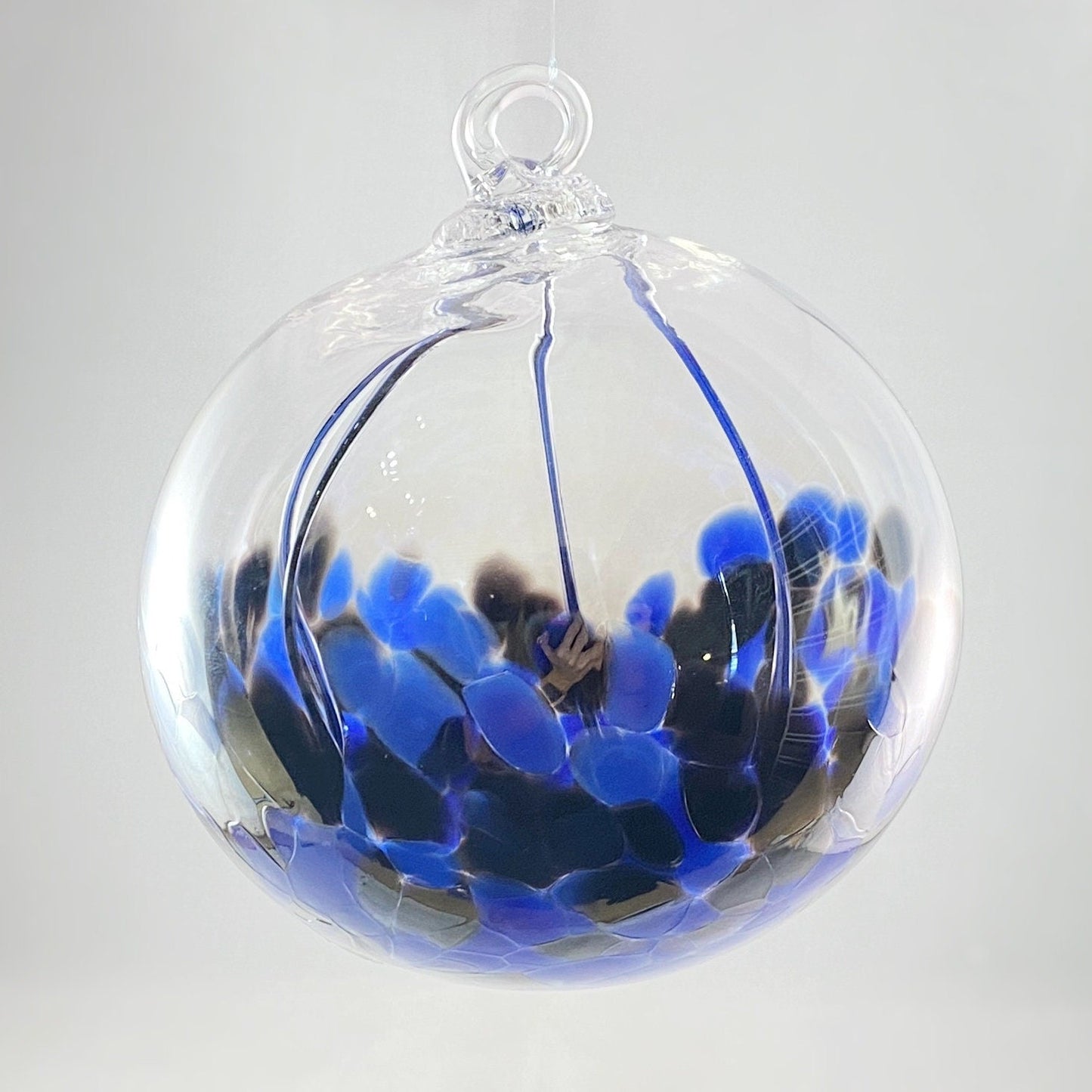 Handmade Glass Witches Ball, #22 - Blue/Black