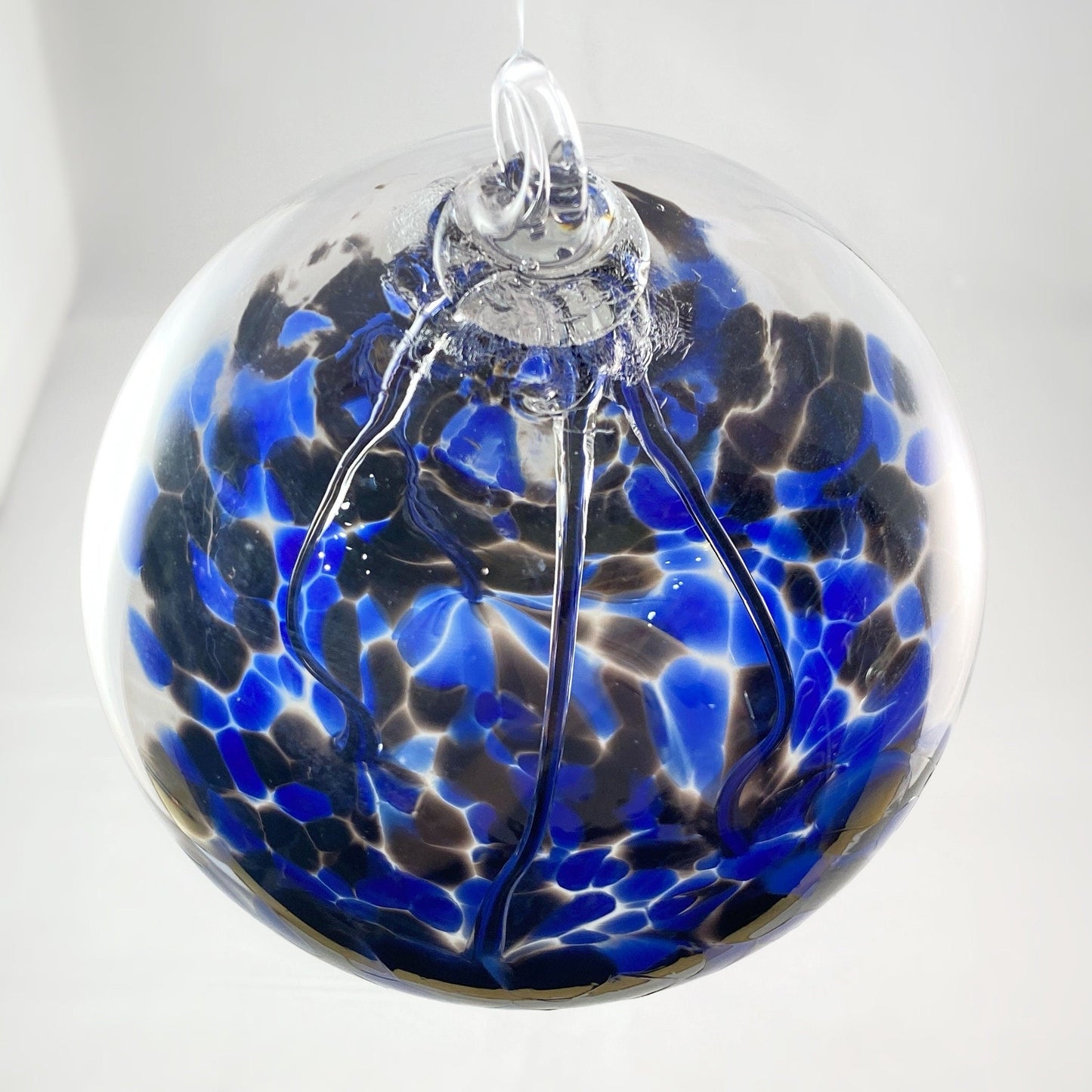 Handmade Glass Witches Ball, #22 - Blue/Black