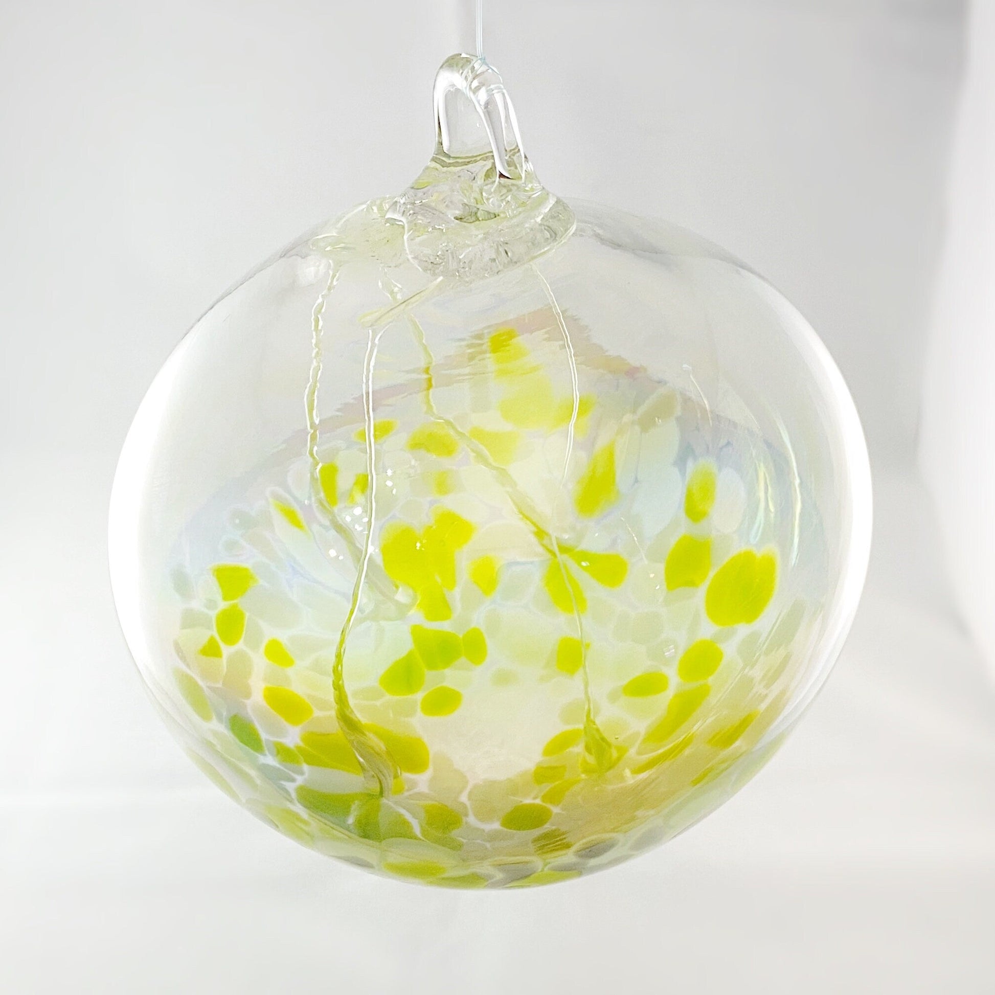 Handmade Glass Witches Ball, #4 - Chartreuse (Iridescent)