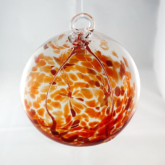 Handmade Glass Witches Ball, #5 - Red/Orange
