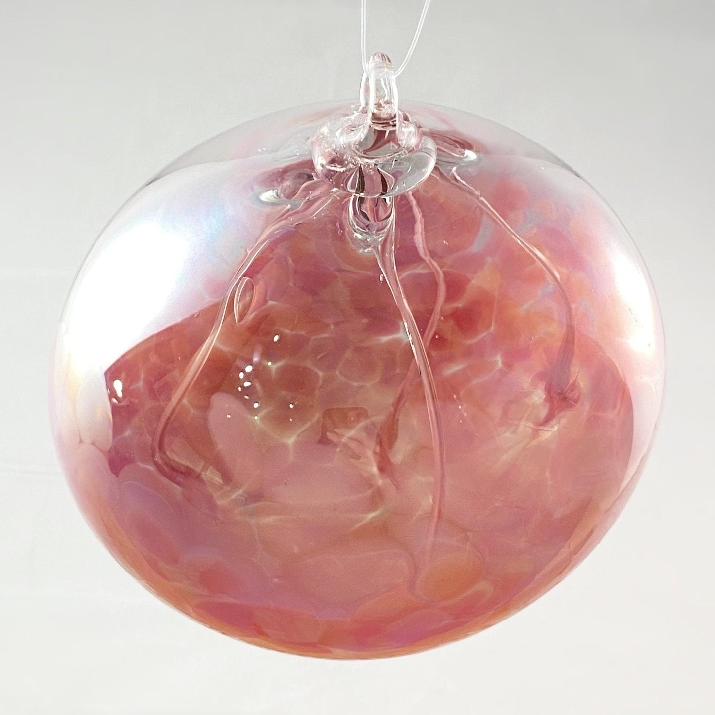 Handmade Glass Witches Ball - Iridescent Pink