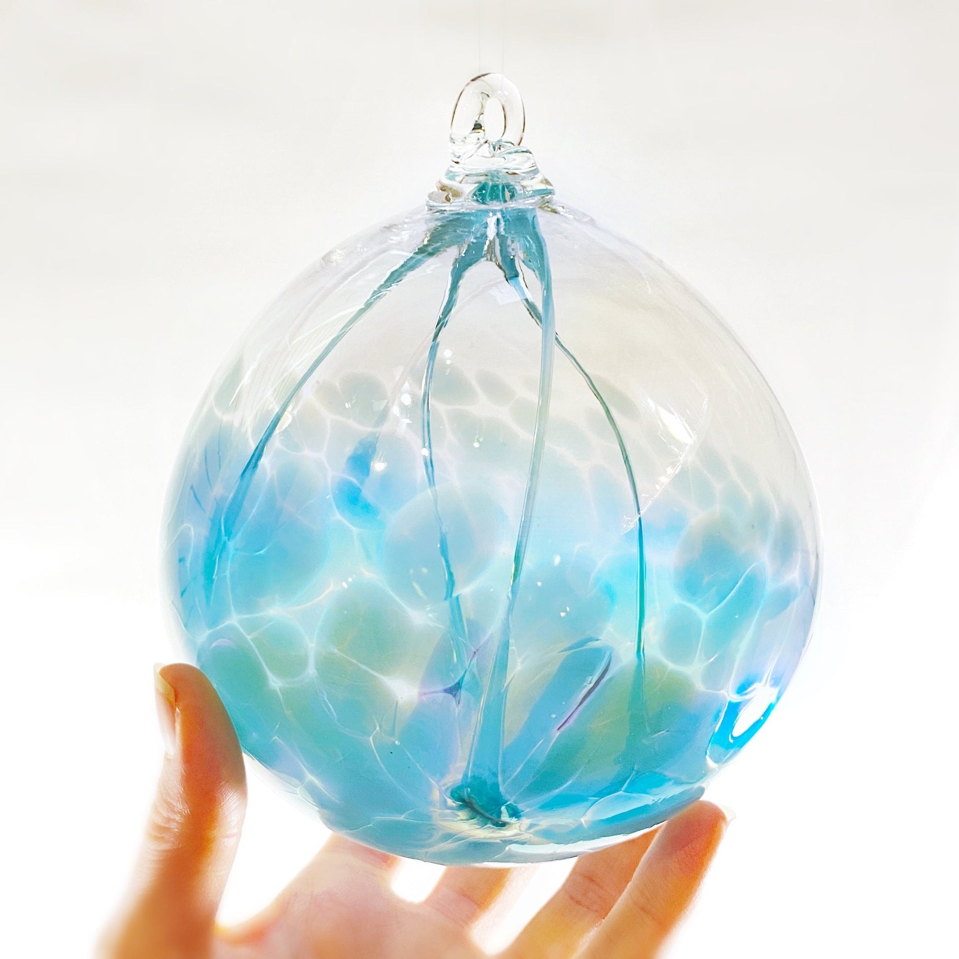 Handmade Glass Witches Ball - Blue/Green