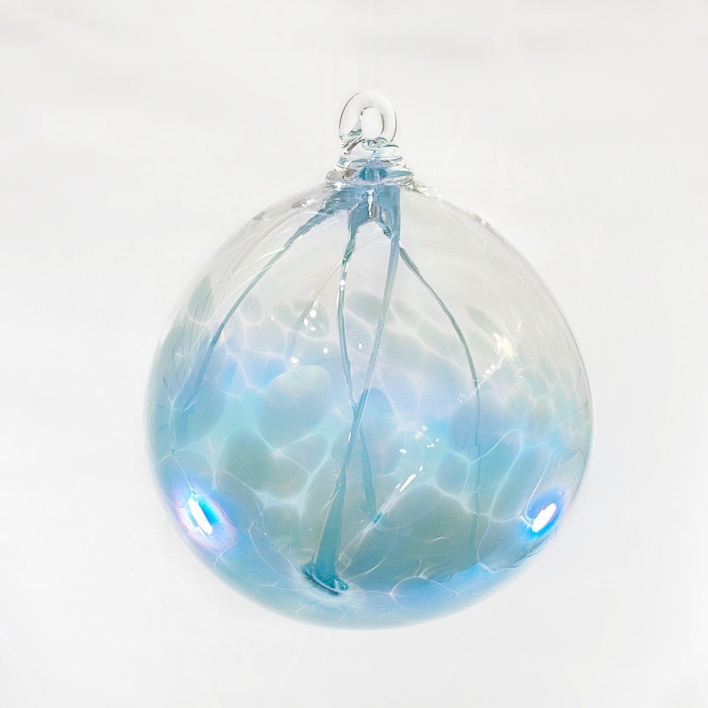 Handmade Glass Witches Ball - Blue/Green