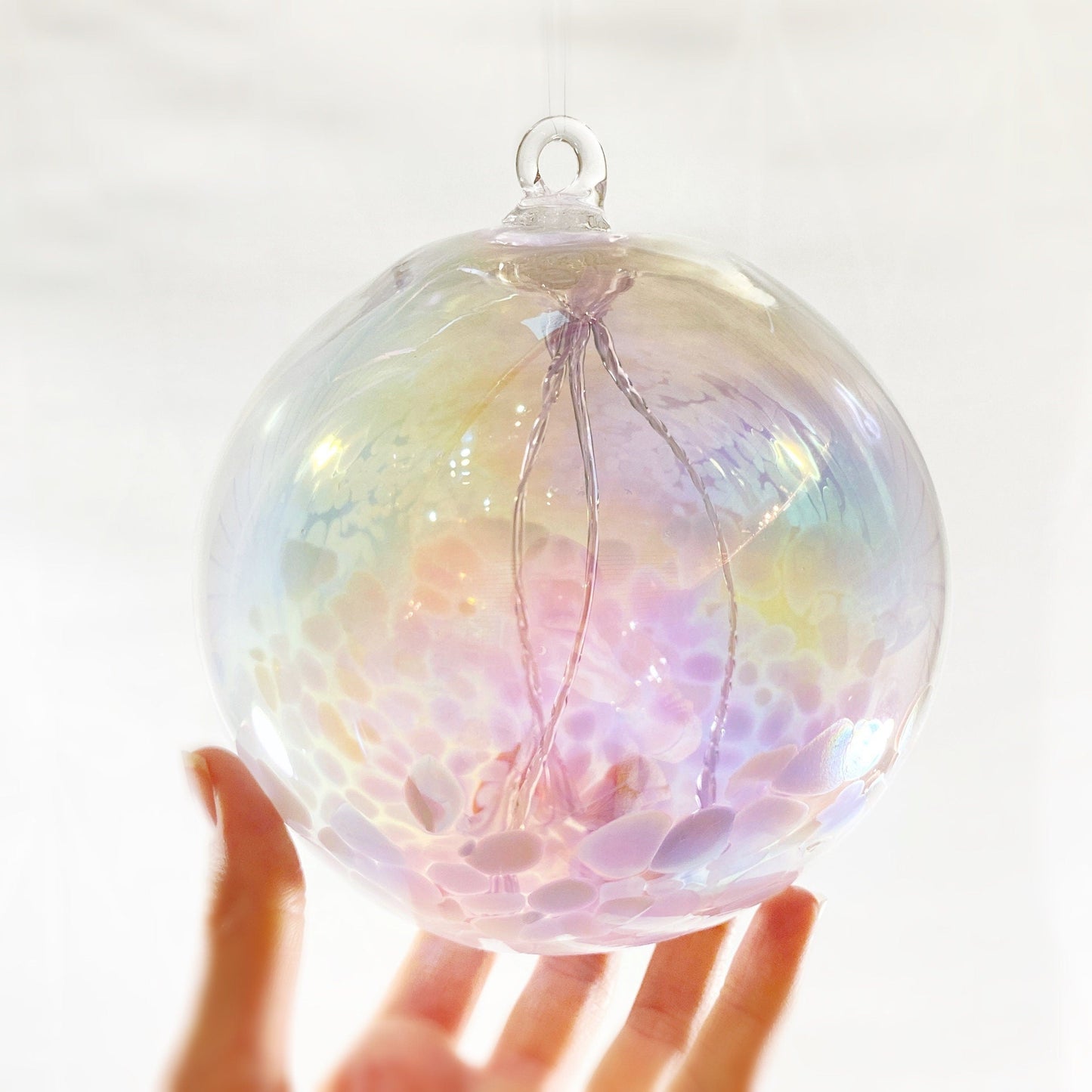 Handmade Glass Witches Ball - Iridescent Light Purple