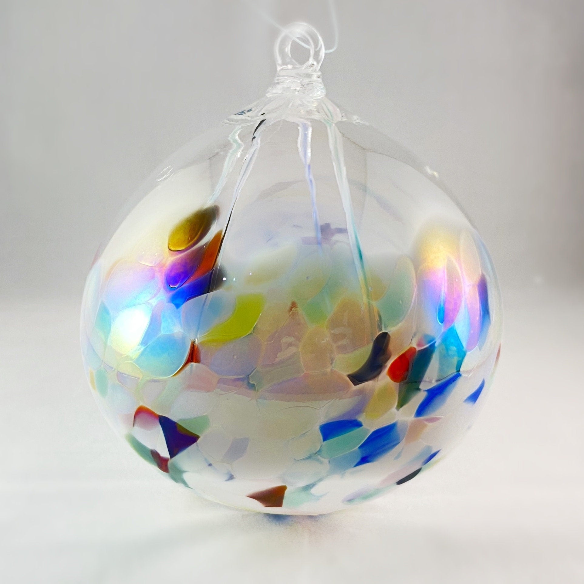 Handmade Glass Witches Ball - Iridescent Multicolor