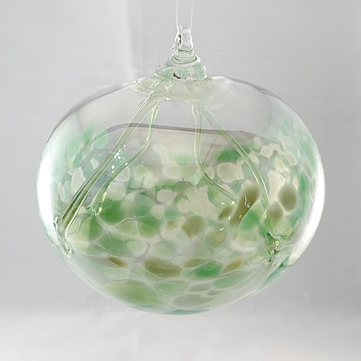 Handmade Glass Witches Ball - Light Green (Slight Iridescence)