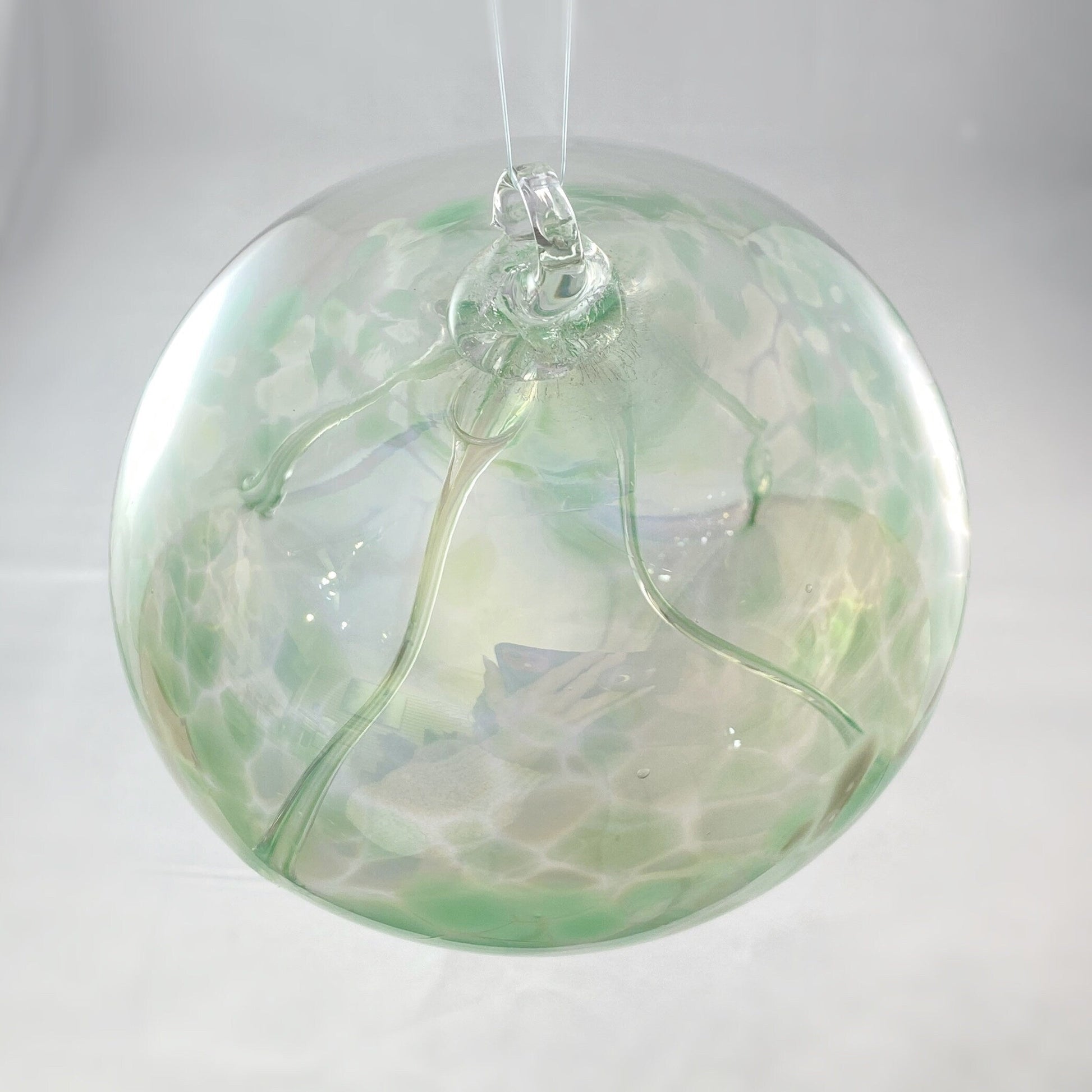 Handmade Glass Witches Ball - Light Green (Slight Iridescence)