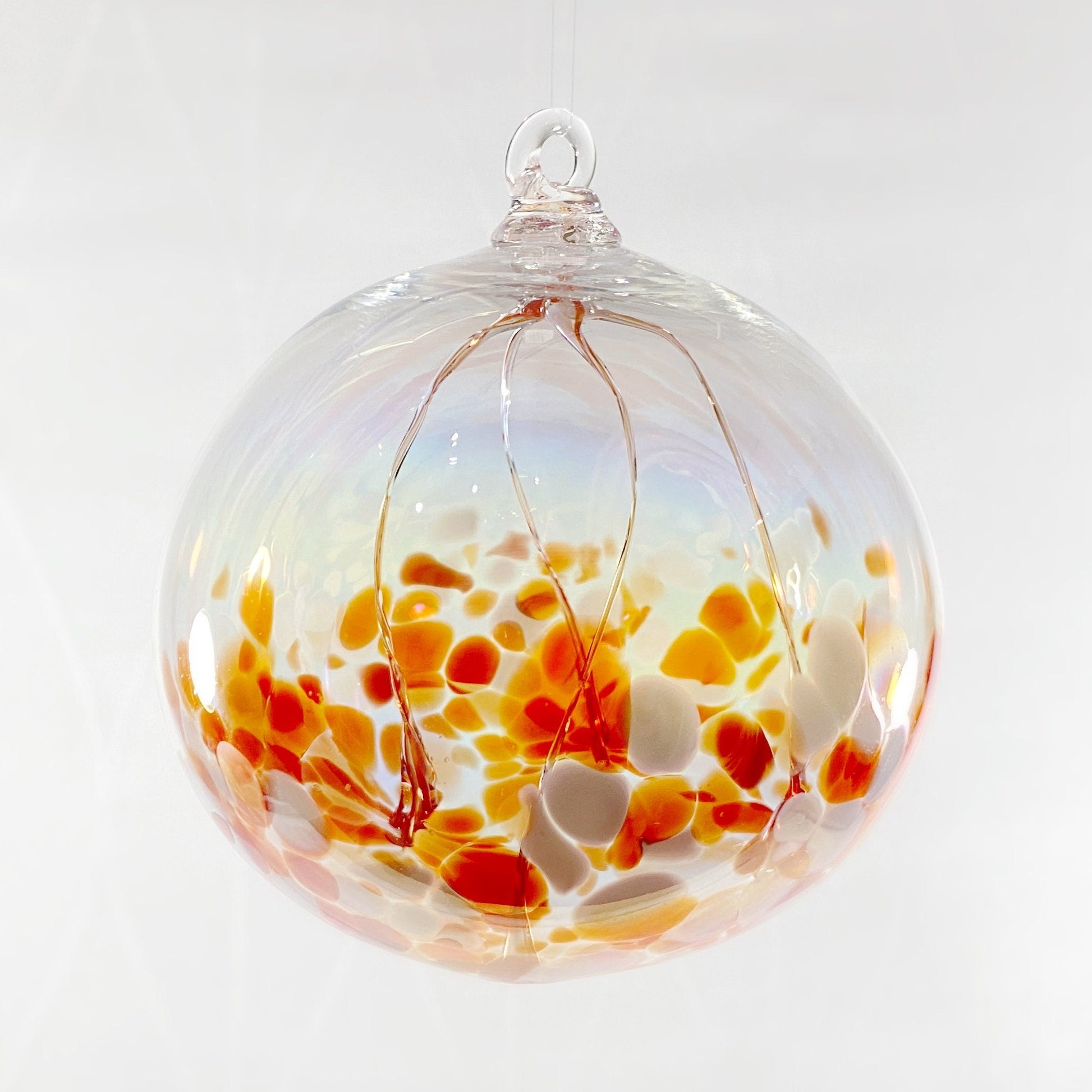 Handmade Glass Witches Ball - Orange