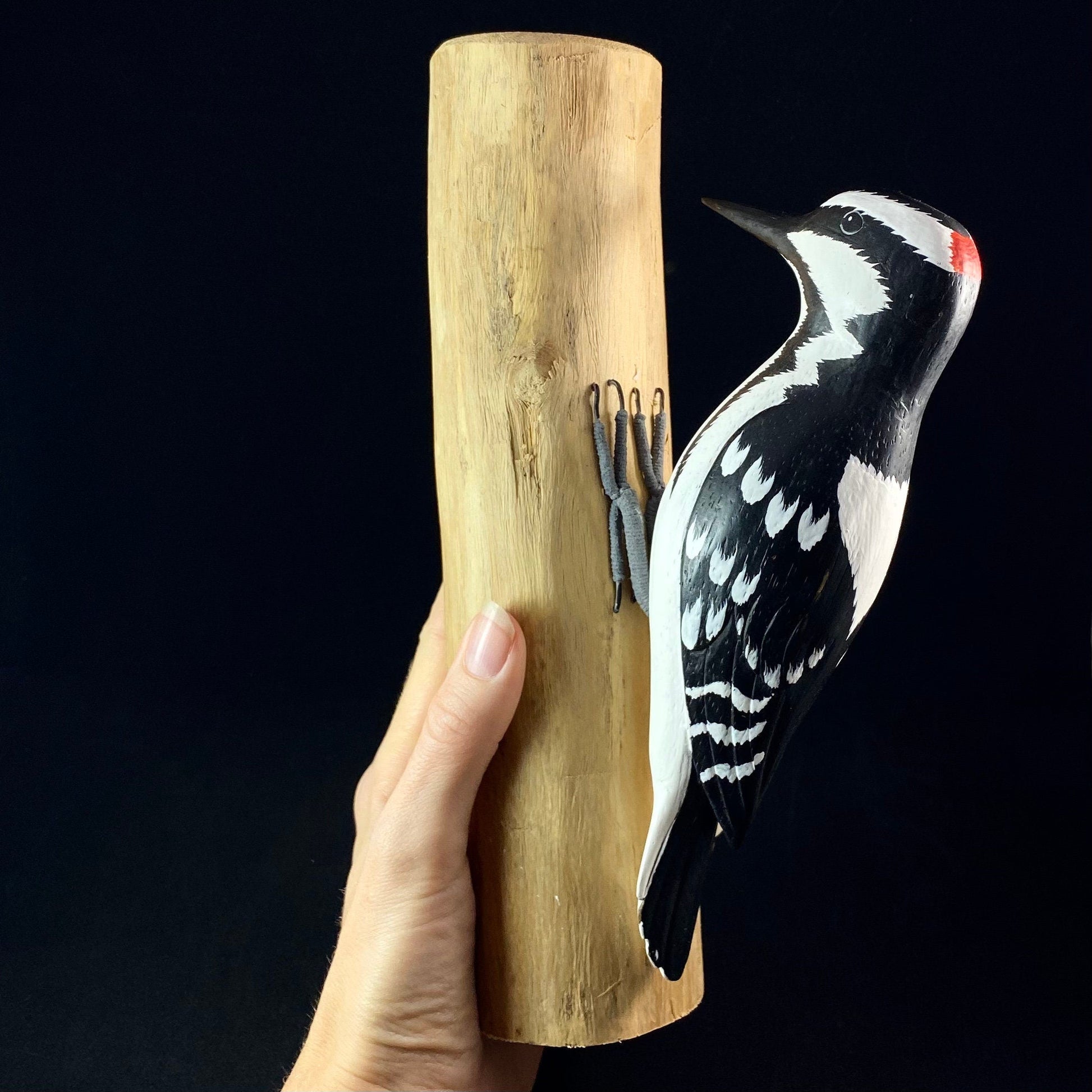 Handmade, Hand-painted Downy Woodpecker