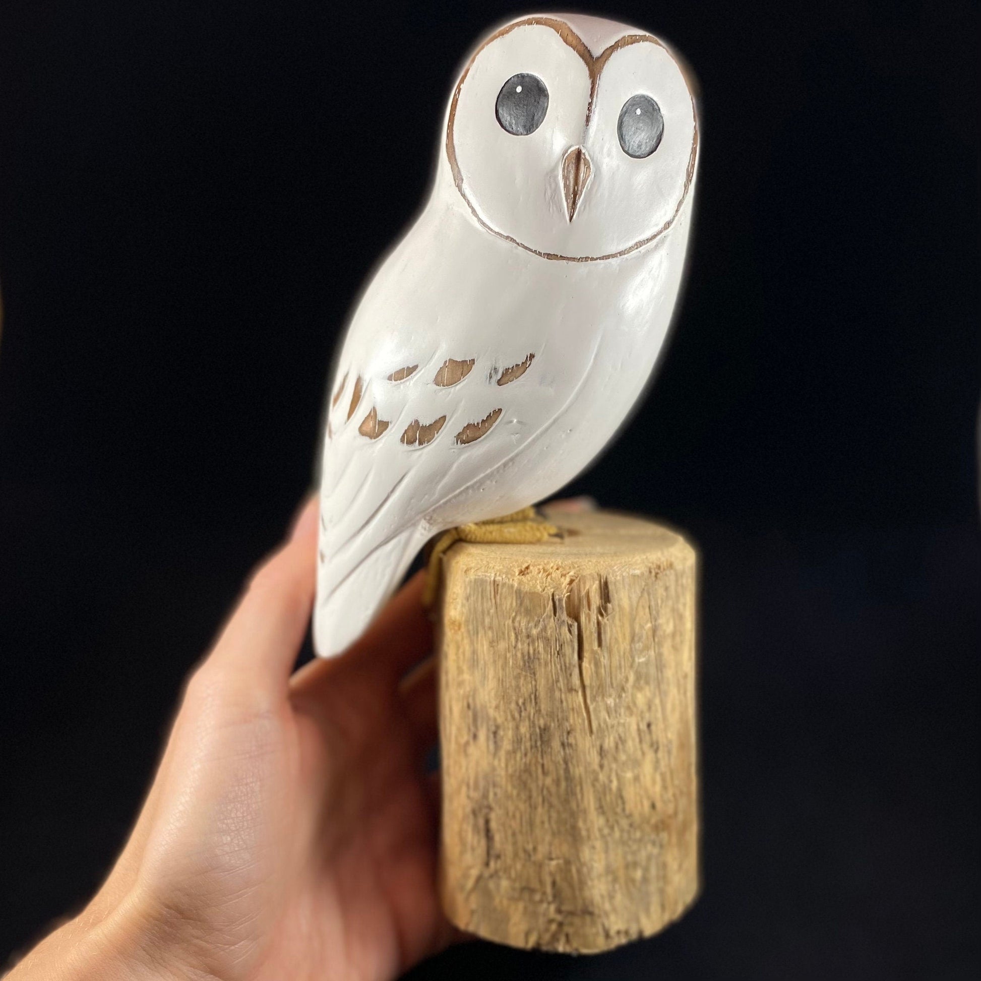 Handmade, Hand-painted Wooden Baby Barn Owl