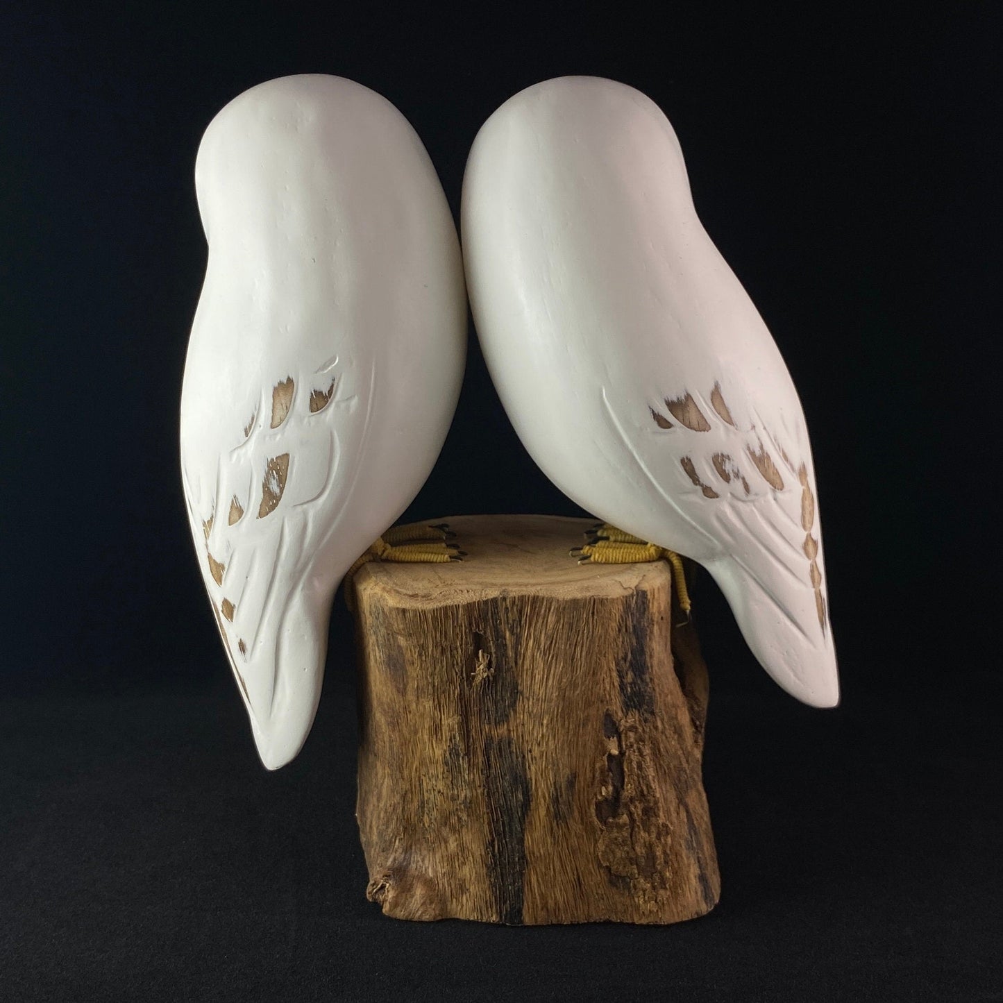 Handmade, Hand-painted Wooden Baby Barn Owl Pair