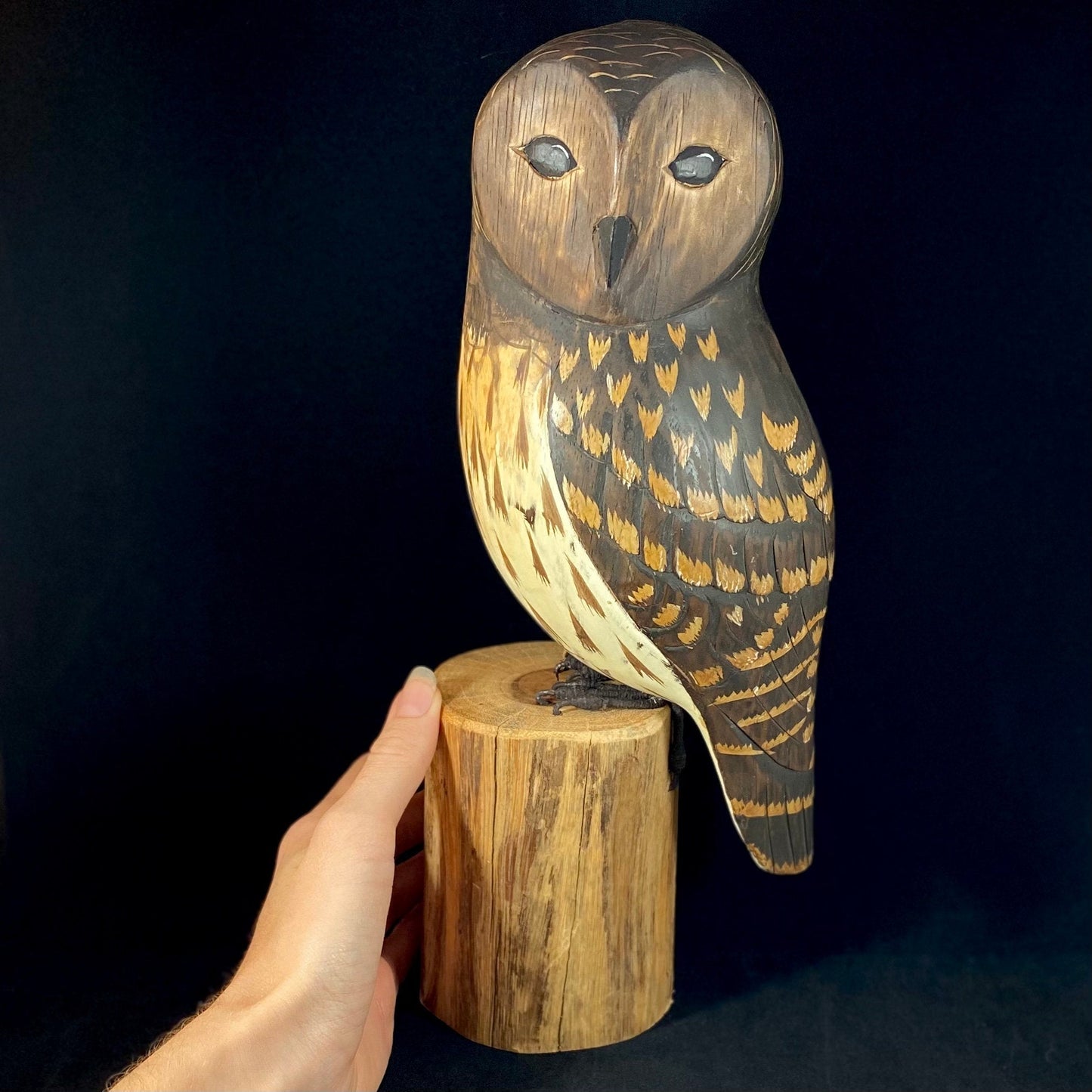 Handmade, Hand-painted Wooden Barred Owl