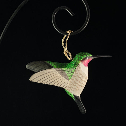 Handmade, Hand-painted Wooden Hummingbird Ornament