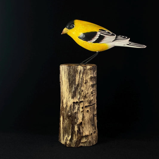 Handmade, Hand-painted Wooden Male Gold Finch