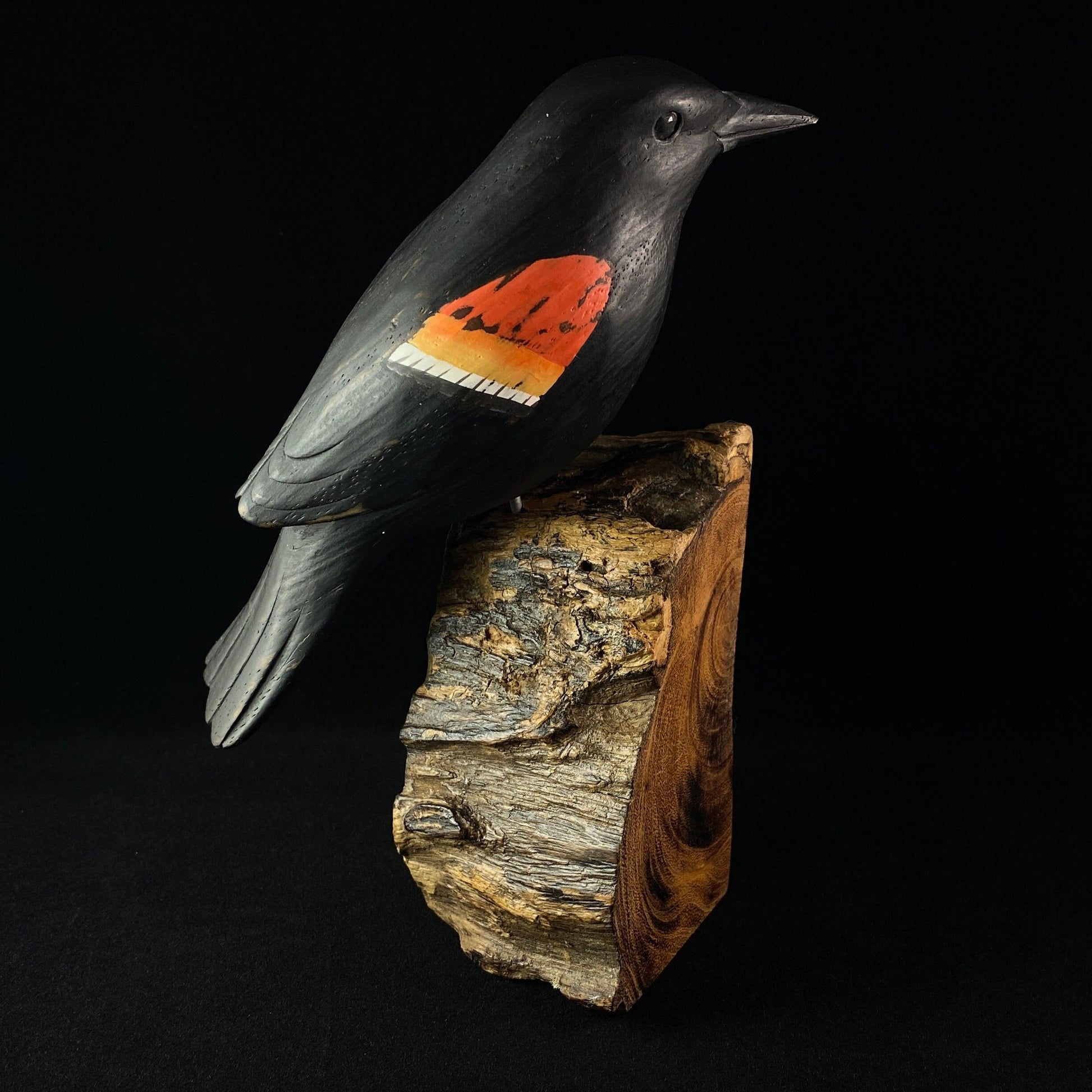 Handmade, Hand-painted Wooden Red-winged Blackbird