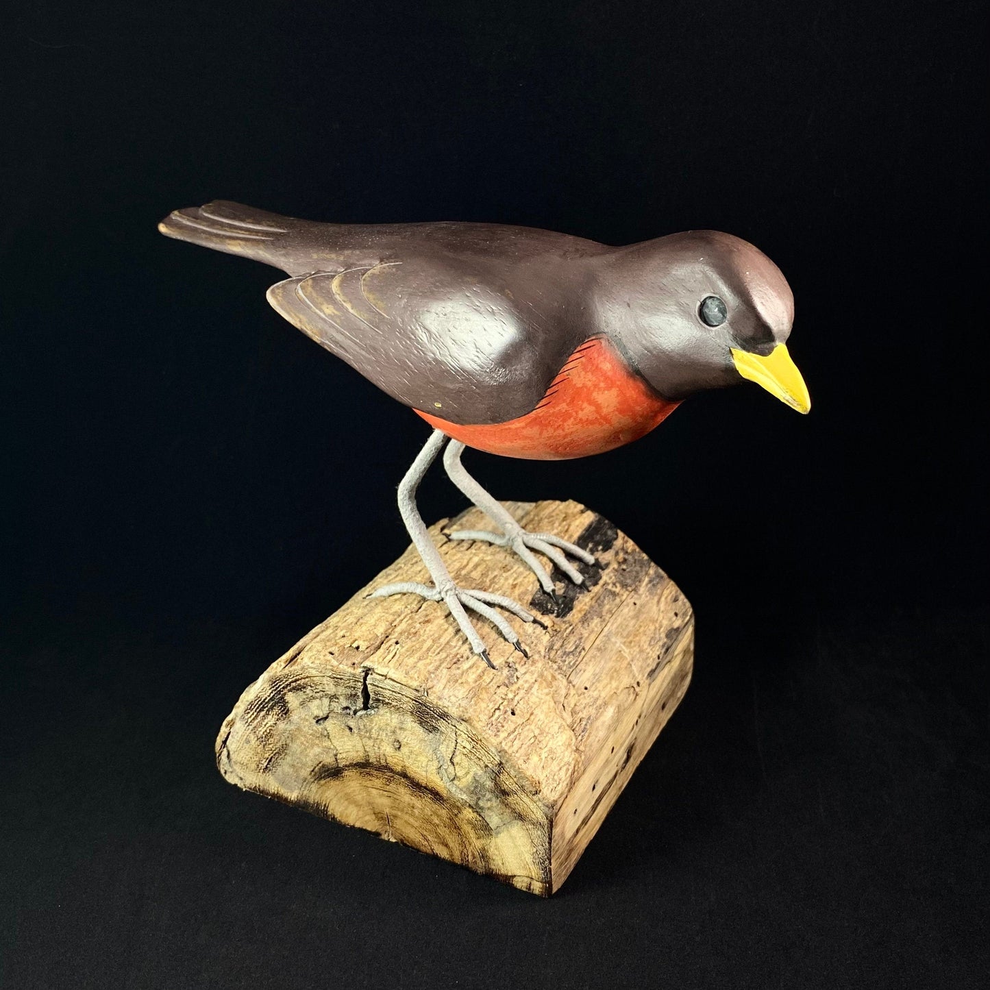 Handmade, Hand-painted Wooden Robin