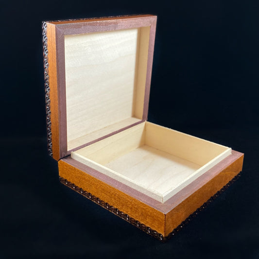 Handmade Hinged Square Wooden Treasure Box
