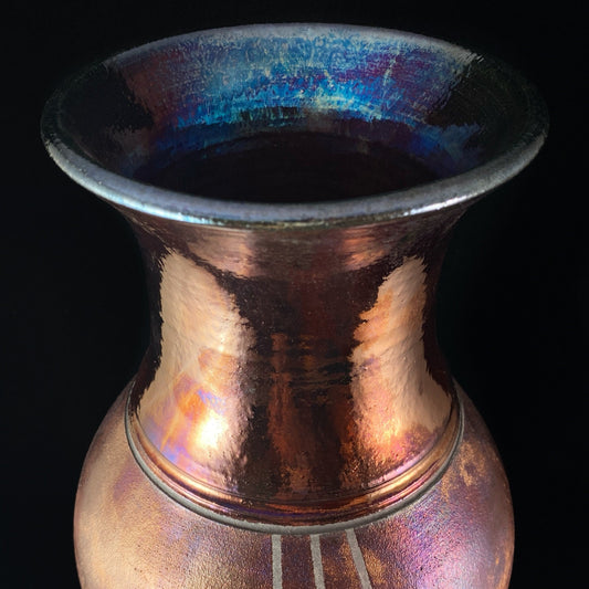 Handmade Isabella Vase, Raku Art Pottery, Decorative Pottery