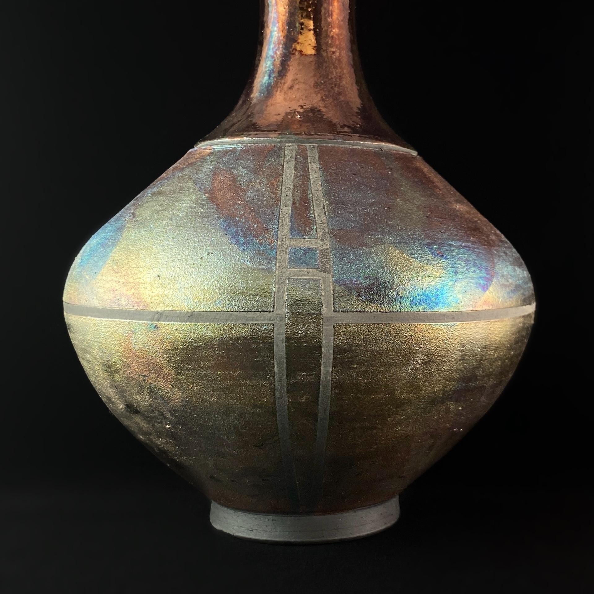 Handmade Kali Vase, Raku Art Pottery, Decorative Pottery