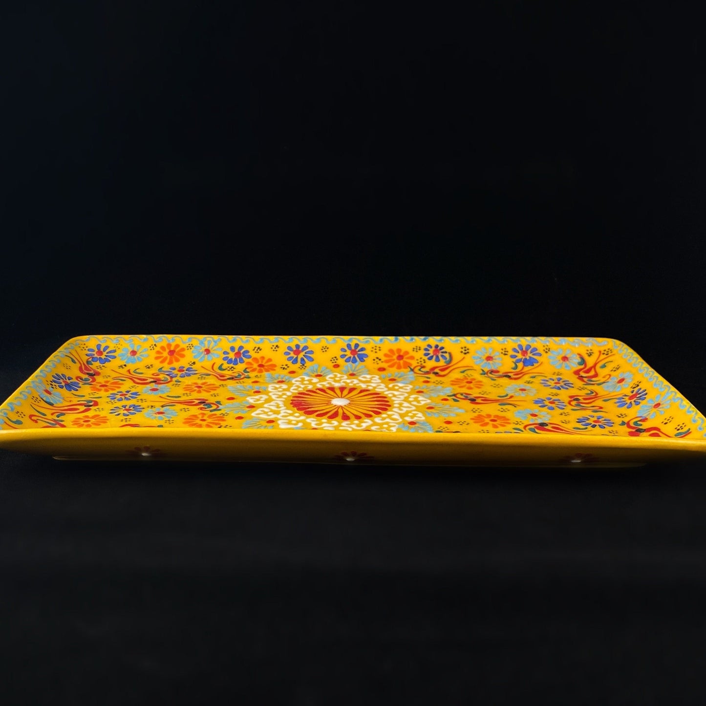 Handmade Lipped Tray, Functional and Decorative Turkish Pottery, Cottagecore Style, Yellow