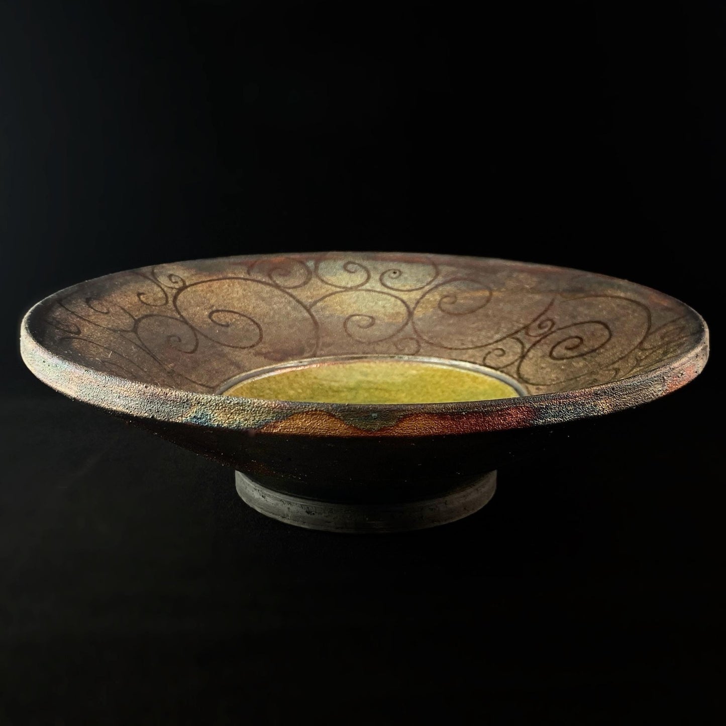 Handmade Lizzy Bowl, Raku Art Pottery, Decorative Pottery