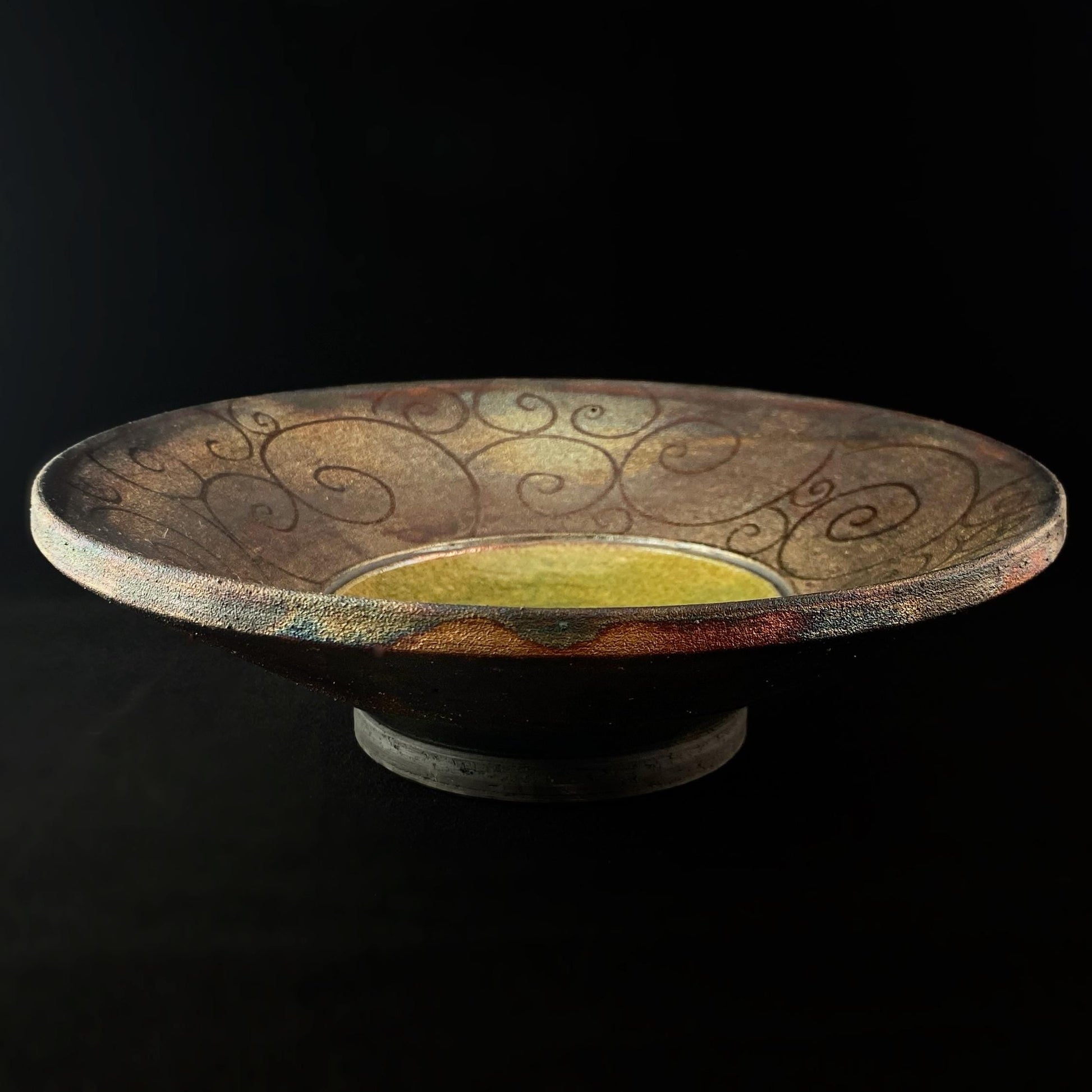 Handmade Lizzy Bowl, Raku Art Pottery, Decorative Pottery