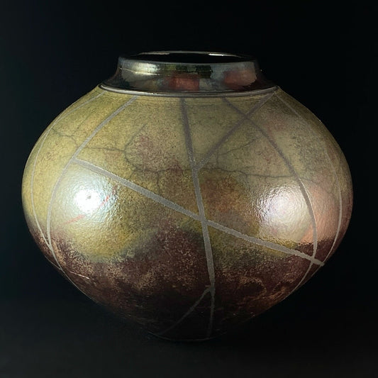 Handmade Lola Vase, Raku Art Pottery, Decorative Pottery