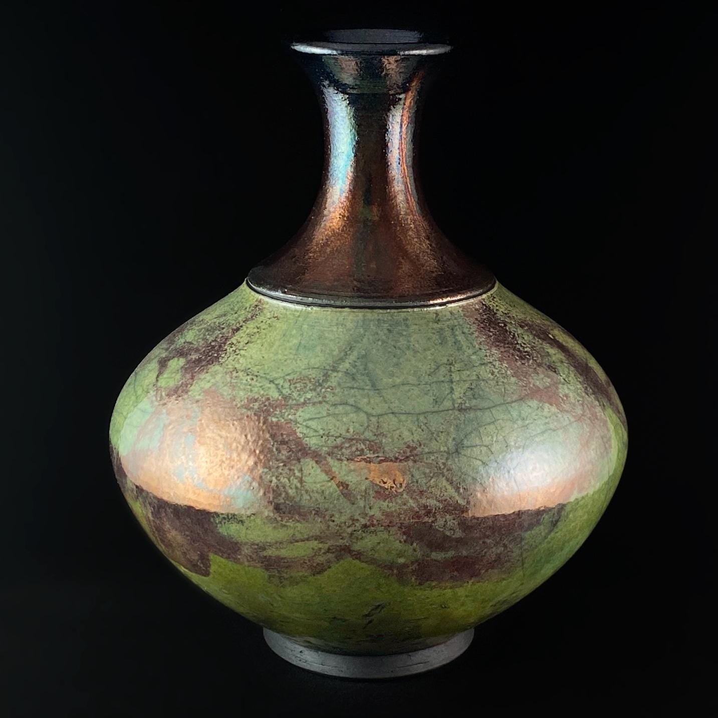 Handmade Mila Vase, Raku Art Pottery, Decorative Pottery