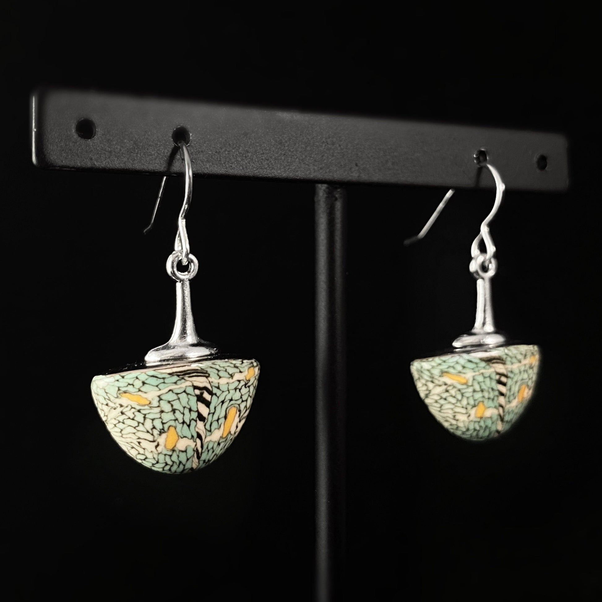 Handmade Millefiori Porcelain Sections Drop Earrings, Handmade- BLS