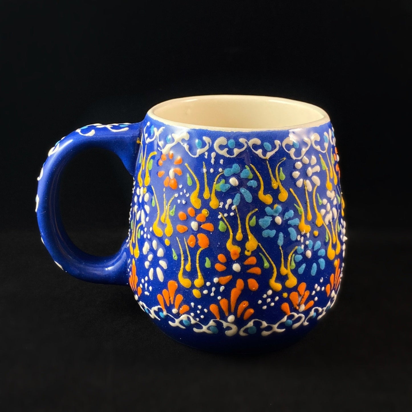 Handmade Mug, Functional and Decorative Turkish Pottery, Cottagecore Style, Blue