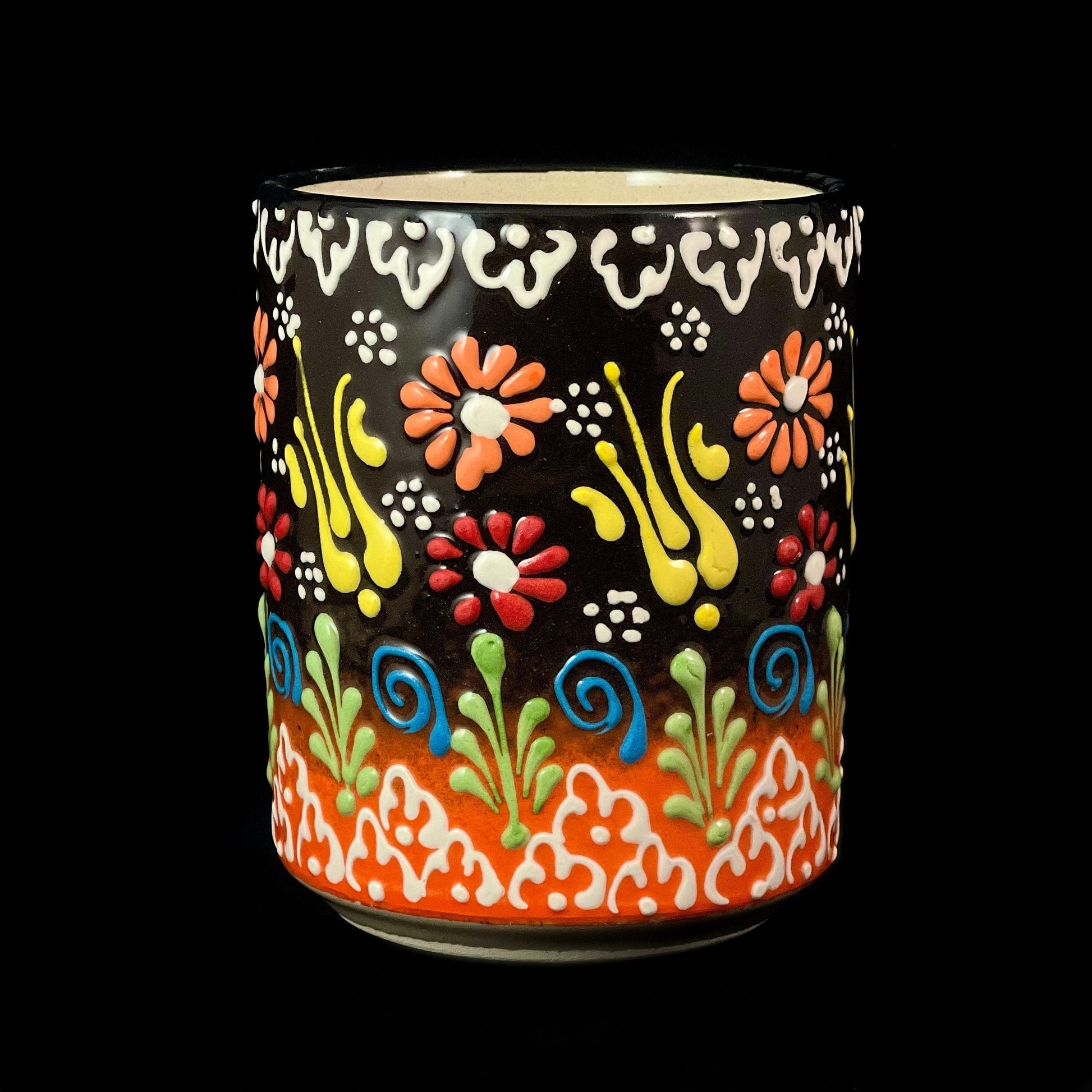 Handmade Mug, Functional and Decorative Turkish Pottery, Cottagecore Style, Brown/Orange