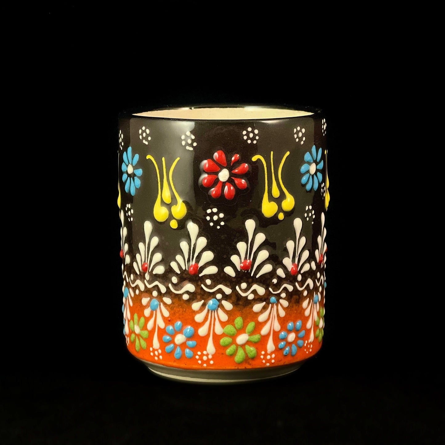Handmade Mug, Functional and Decorative Turkish Pottery, Cottagecore Style, Brown/Orange