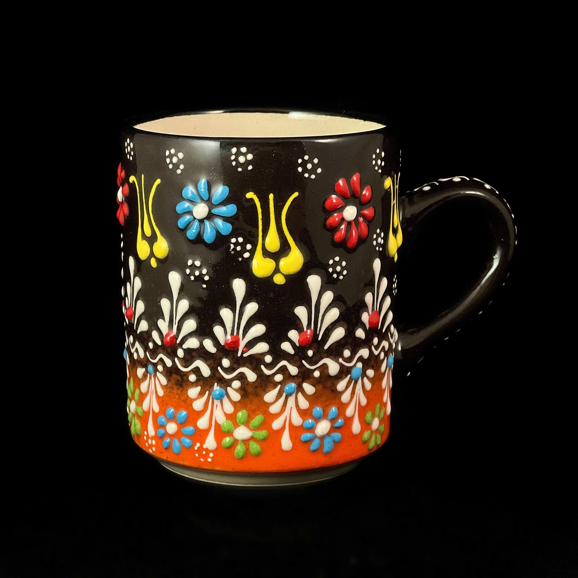 Handmade Mug, Functional and Decorative Turkish Pottery, Cottagecore Style, Brown/Orange