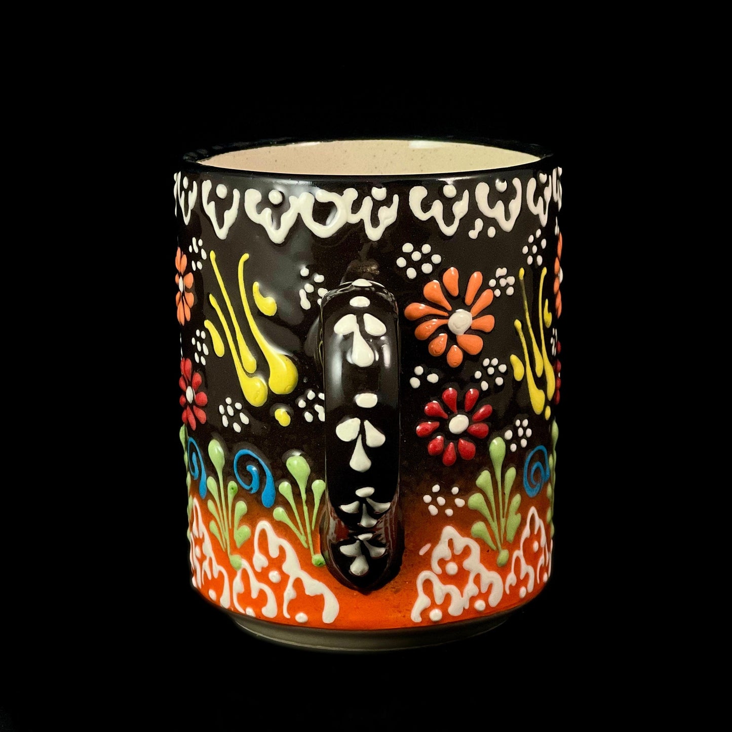 Handmade Mug, Functional and Decorative Turkish Pottery, Cottagecore Style, Brown/Orange